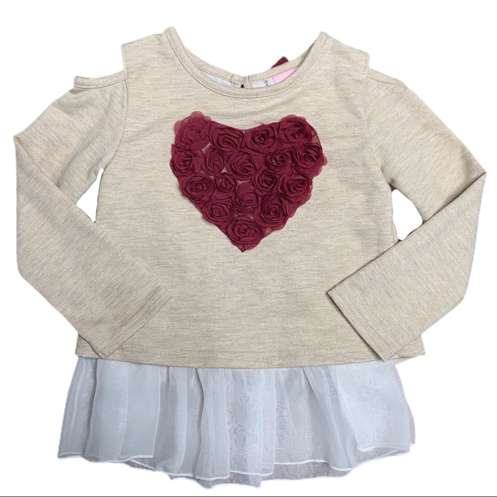 Little Lass Girls Rosette Heart Peplum Sweatshirt‎